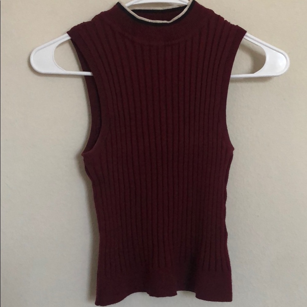 Cute Burgundy Sweater Crop Top